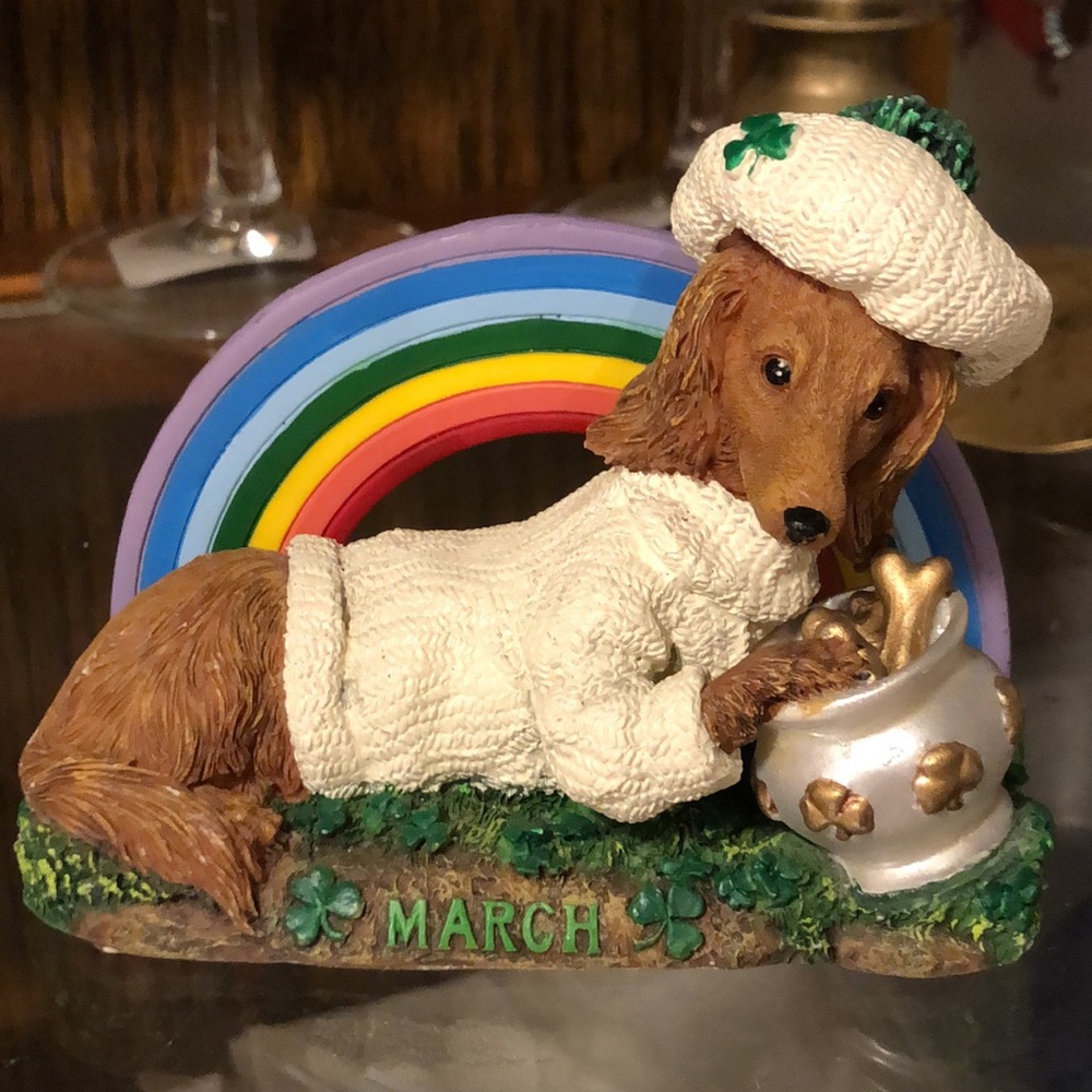 Vintage 1981 Danbury Mint Dachshund Dog Perpetual Calendar Monthly Figurine NWT